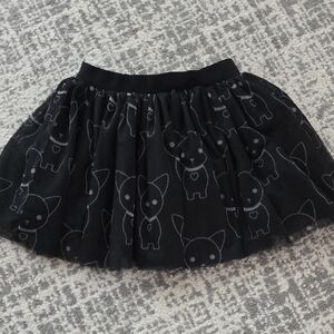 Huxbaby Black Skater Skirt with Animal Design